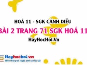 Bài 2 trang 71 SGK Hoá 11 Cánh diều